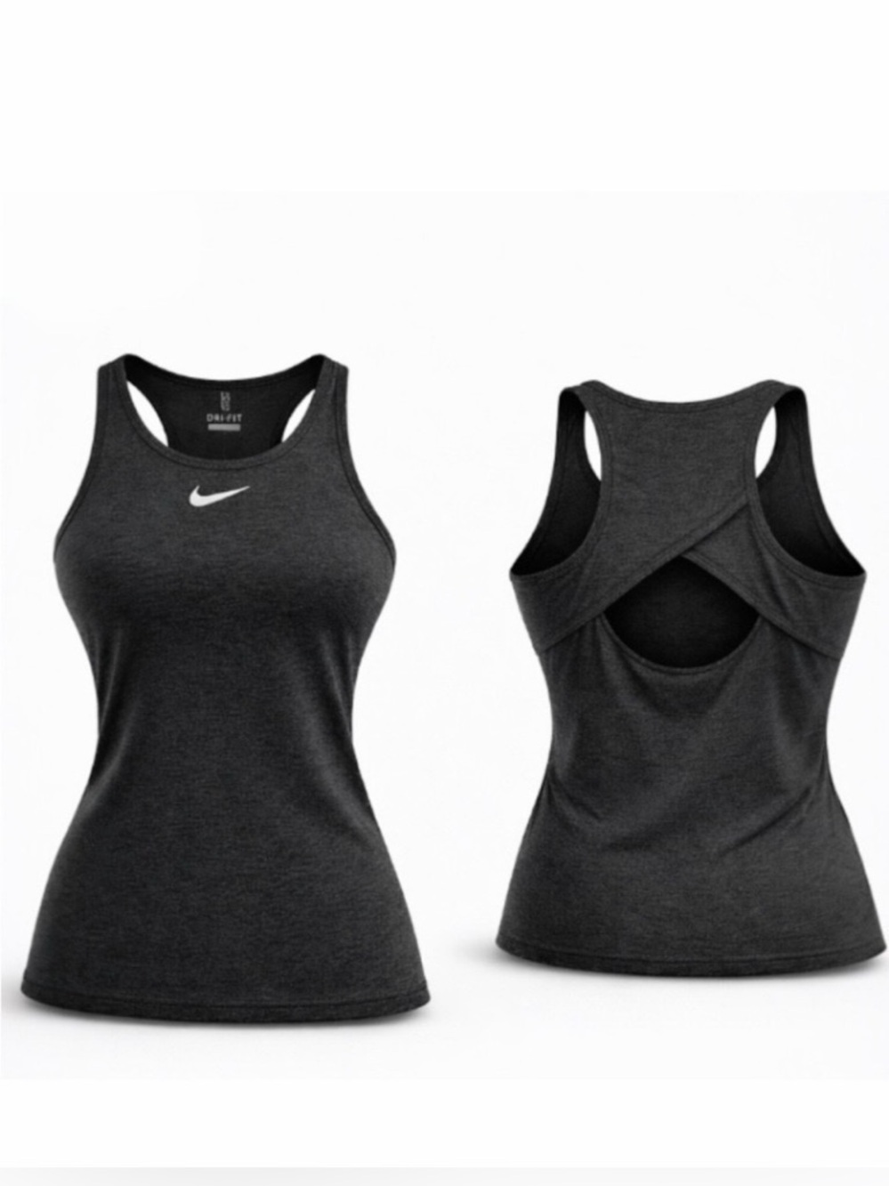 Nike Dri-FIT Racerback Tank Top Open Charcoal Gray Athletic Gym Medium
